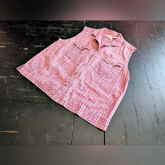 Vintage 2005 L. L. Bean Women's Sleeveless Cotton Top Med. Cottagecore Heritage - Picture 1 of 7